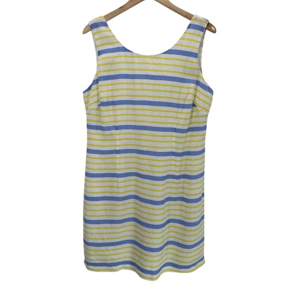 Hiho Tortola BVI Linen Striped Lowback Sleeveless Dress Large Coastal - Picture 2 of 12
